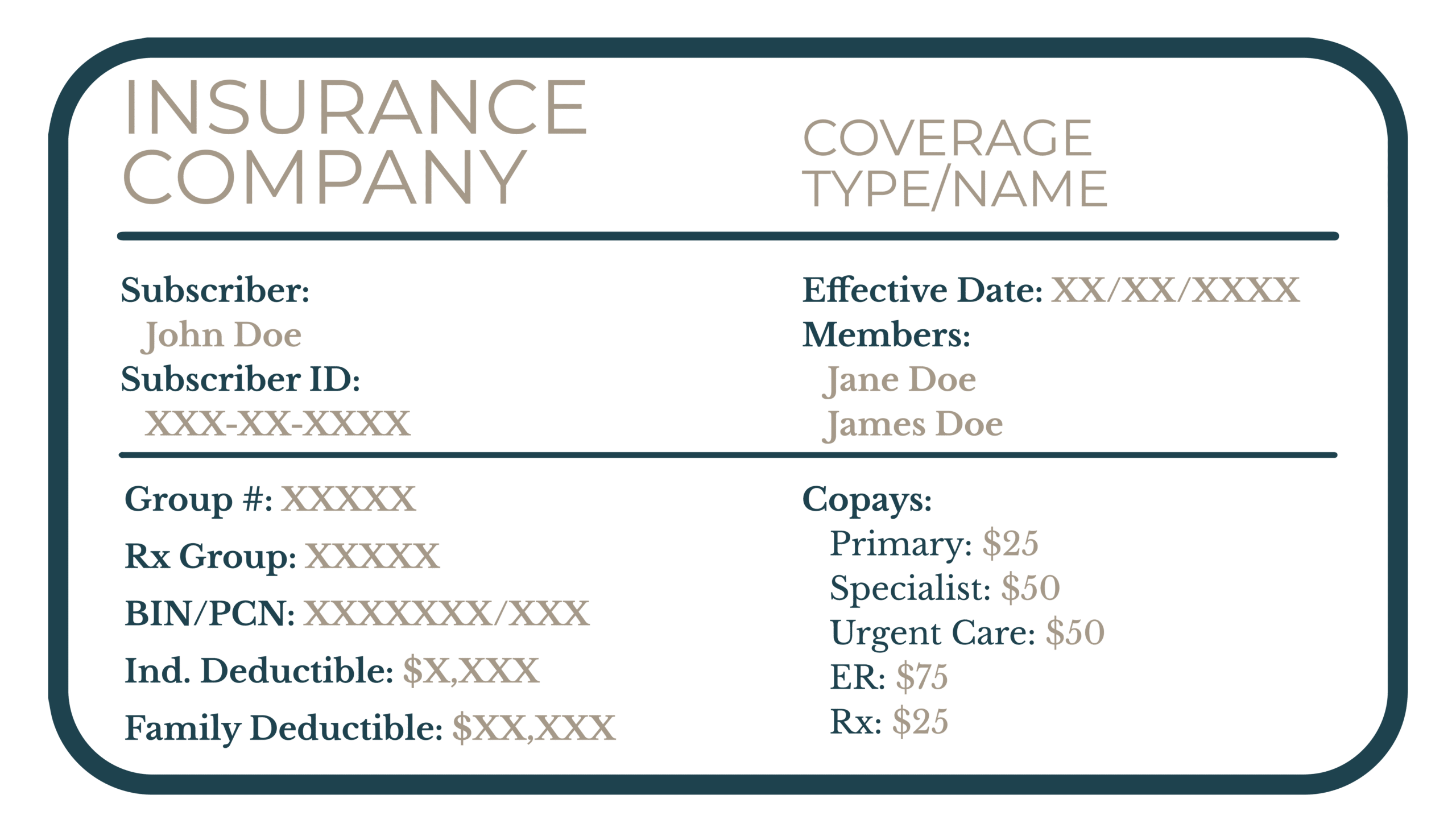 Front of insurance card