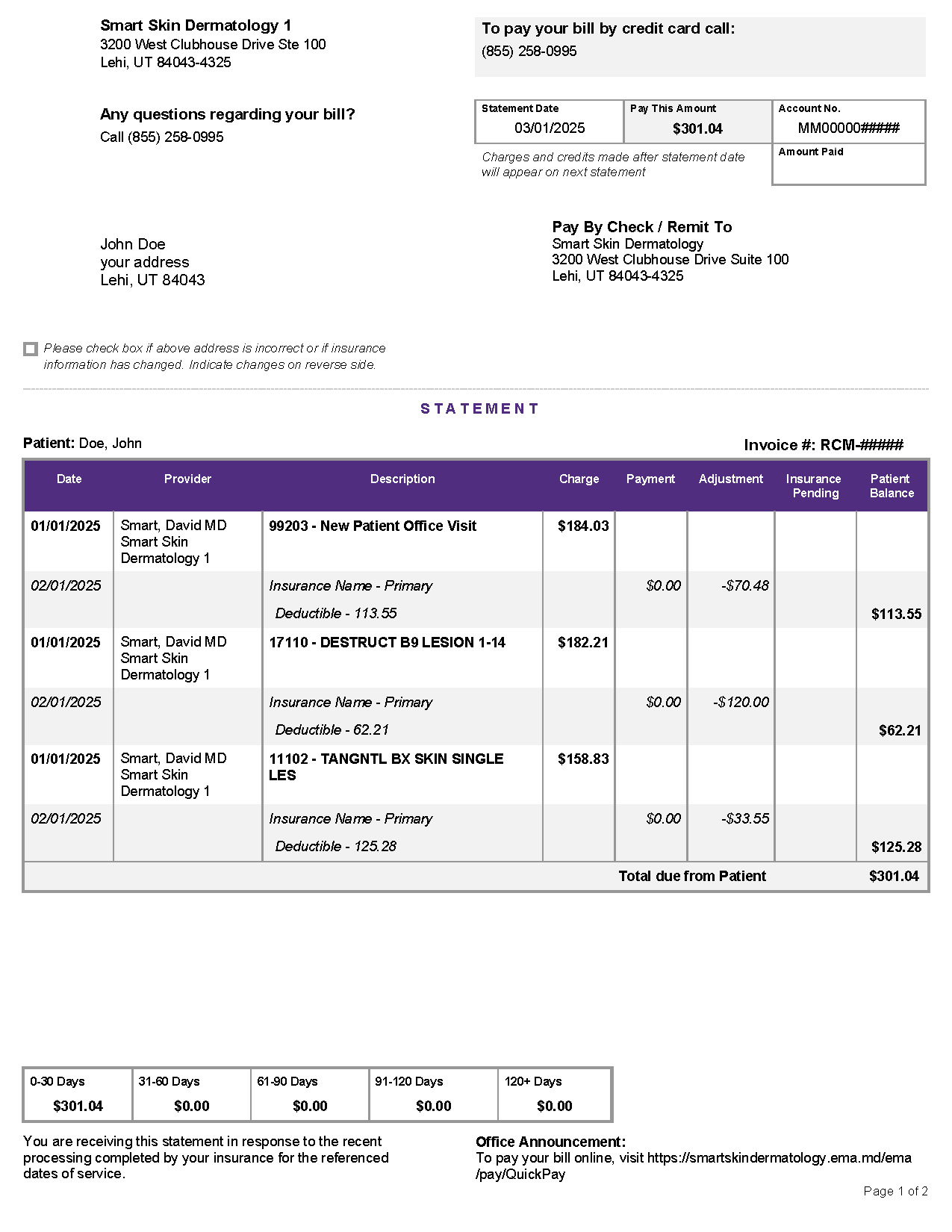 how to read your patient statement bill