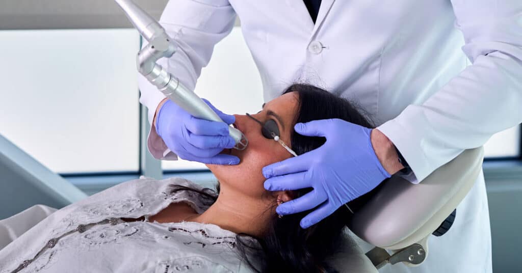 Woman receiving CO2 treatment