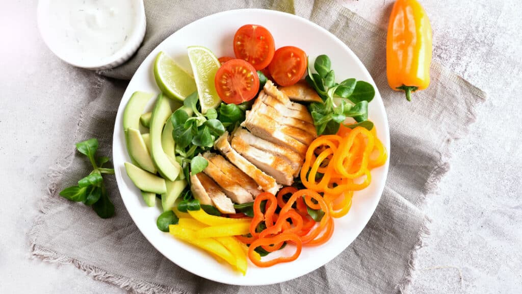 Healthy foods rich in protein and vitamin C to support facial collagen production
