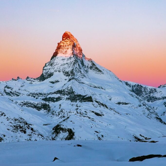 Mountain peak with sunset